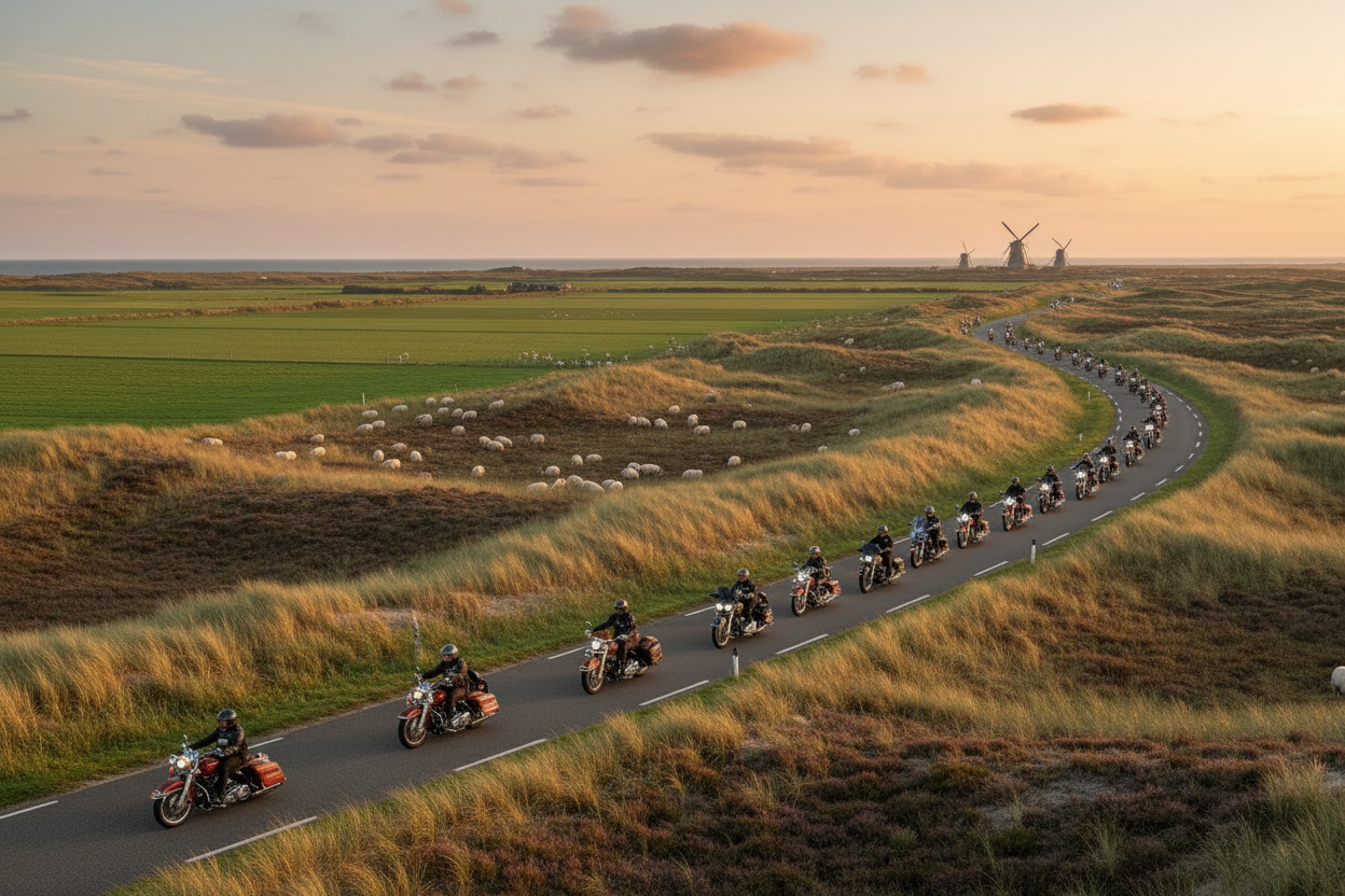 Ride-out Texel diverse Harleys